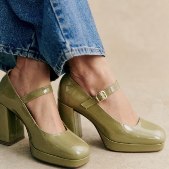 Sezane Shoes - Sezane Georgia High Babies Mary Jane in Polished Pistachio Sz 38